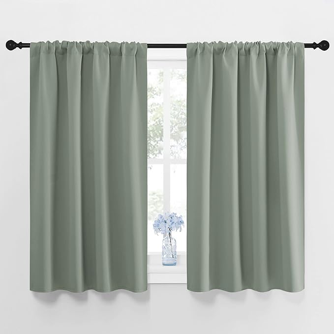NICETOWN Window Curtains Blackout Drapes - Thermal Insulated Solid Rod Pocket Blackout Curtains/Draperies for Living Room (Sage Green, 1 Pair, 42 by 48-Inch) by NICETOWN