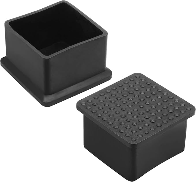 4 Pcs Square PVC Furniture Leg Caps (1-1/2" x 1-1/2"), Vinyl Flexible Chair Leg Floor Protectors for Patio Indoor Chair Table Bed, 38mm x 38mm - Image 3