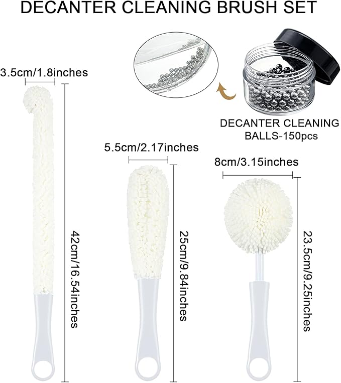 Boao 3 Pcs Wine Decanter Cleaning Brushes with Stainless Steel Cleaning Balls Wine Glass Flexible Bottle Scourers Brushes Cleaners Polishers for Decanter Glass Goblets Champagne Flutes Cups - Image 3