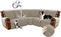 Arfntevss Waterproof Recliner Sectional Couch Covers for Reclining Sectional L Shape Sofa Cover Non Slip Washable Recliner L Shaped Slipcover Sets for Dog Furniture Protector (5 Seater, Light Khaki) by Arfntevss