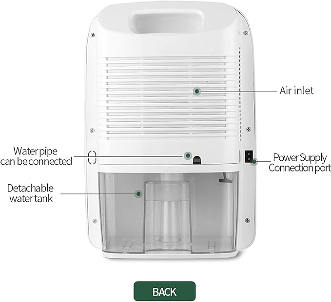 DNYSYSJ Portable Dehumidifier with Drain Hose 2.5L Water Tank, 2.5L Dehumidifier with Hose Moisture Absorber for Kitchen Bedroom Bathroom(Controller Control) - Image 3
