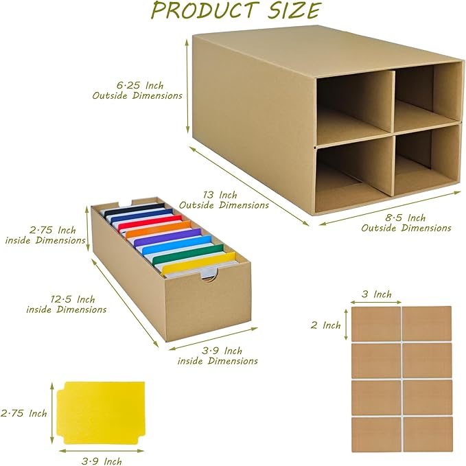 4 Sets Trading Card Storage Boxes, Includes 16-750 CT Boxes & 64 Dividers, 12000+ Trading Cards Organizer for Collectible Card Games, Sports Cards, TCG, with Labels & Pen - Image 2