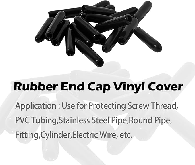 20 PCS Black Round Vinyl Rubber End Caps Kits, Flexible Screw Thread Protectors Safety Cover for Metal Tubing Rod Bolt, 14mm (14/25 inch) - Image 5