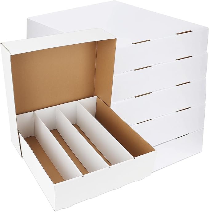 Trading Card Storage Box 3120 Count Collector Cards Box White Sports Card Storage Boxes Card Sorting Tray Cases Cards Collection Trading Cards Box for Soccer Basketball Cards(6 Set) - Image 8