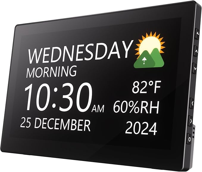 Raynic Digital Clock, Large Display Calendar Clock with 12 Themes, 20 Alarms, 20 Reminders, Auto Dimming, 12/24 Hours, Indoor Temperature, Humidity for Seniors, Desk by Raynic