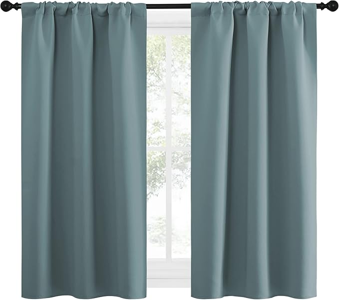 NICETOWN Greyish Blue Blackout Curtains Panels for Window, Thermal Insulated Rod Pocket Blackout Drapes/Draperies for Living Room (2 Panels, W34 x L54 inches) - Image 2
