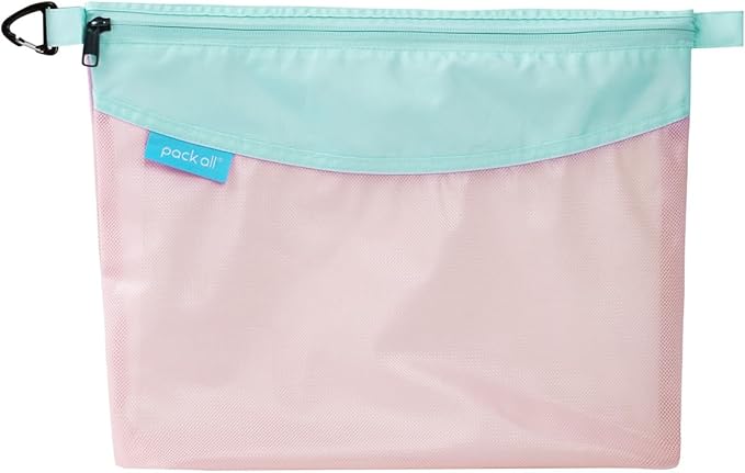pack all Water-resistant Material Zipper Pouch, Mesh Zipper Bag for Storage, Travel, Office (Large, Pink) by packall