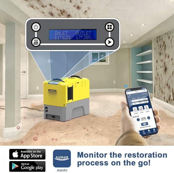 ALORAIR 180PPD Commercial Dehumidifier for Crawl Space & Basement, Wi-Fi APP Controls with Pump, Capacity up to 85 PPD at AHAM Condition, for Large Space, Job Sites, Yellow - Image 3