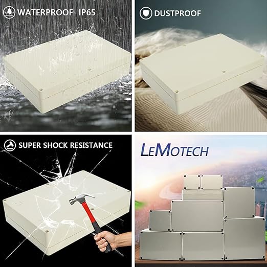 LeMotech Waterproof Dustproof IP65 ABS Plastic Junction Box Universal Electric Project Enclosure Pale Gray 10.4 x 7.2 x 2.4 inch (263 x 182 x 60 mm) - Image 7
