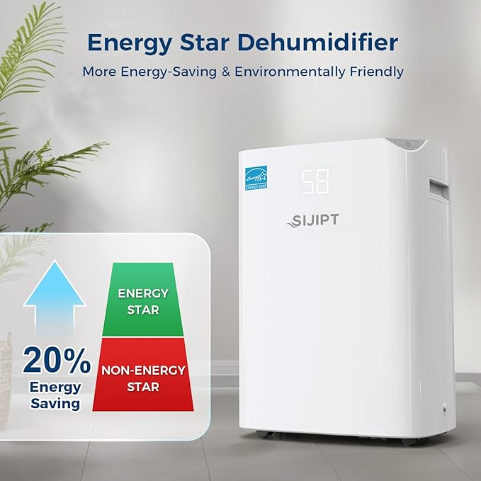 Dehumidifier for Basement with Drain Hose, 100 Pint 6,000 Sq. Ft Energy Star Dehumidifier for Large Home & Room, Quiet Dehumidifiers with Adjustable Humidity Control,24H Timer, 1.5 Gal Water Bucket - Image 3