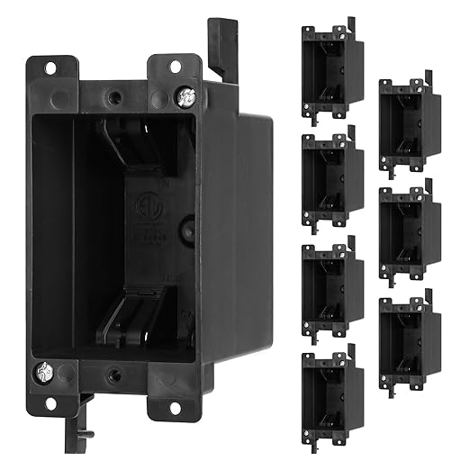 Old Work Electrical Black Box 1-Gang, Home Improvement PVC Electrical Junction Black Box, ETL Listed, 14 Cubic Inch，AWG Standard, Suitable For Residential Renovation，New House Upgrading(8 Pack) by YQMIGU