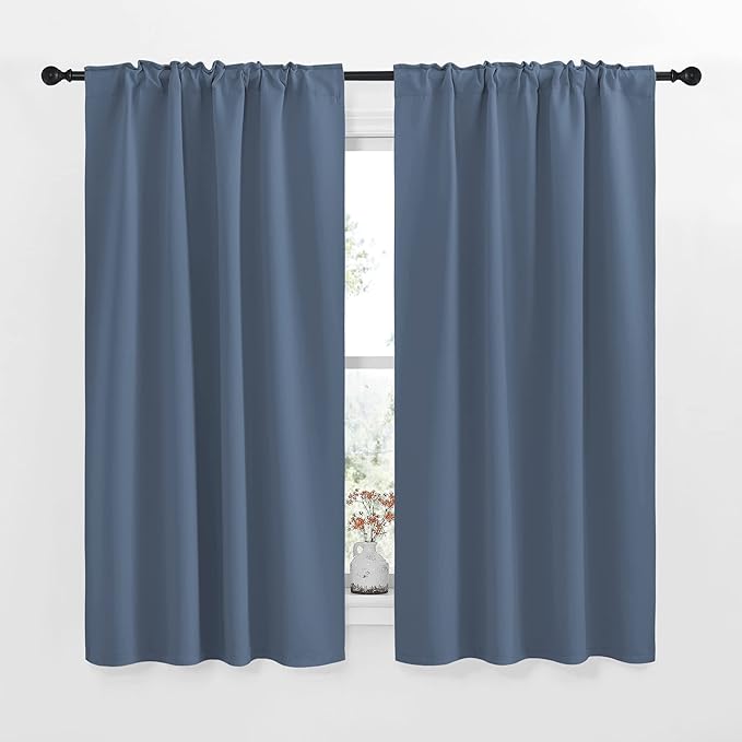 NICETOWN Blackout Curtains Window Panel Drapes - (Stone Blue Color) W42 x L63, 2 Panels, Home Decoration Light Blocking Thermal Insulated Blackout Rod Pocket & Back Loop Draperies for Living Room - Image 2