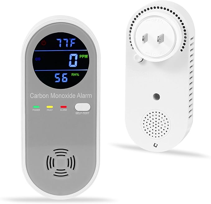 Plug in Carbon Monoxide Detector, Carbon Monoxide Alarm,Real-time Digital Display 3-in-1 Level: PPM,°F & Humidity, Co Detector Monitor for Home,RV,Apartment by HembisenSafetyProducts