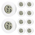 10 Pack Mini Hygrometer Thermometer - Digital Hygrometer Gauge LCD Monitor Temperature Humidity Meter Indoor Room Round Humidity Temperature Gauge for Greenhouse Home Kitchen (White) by LemonBest