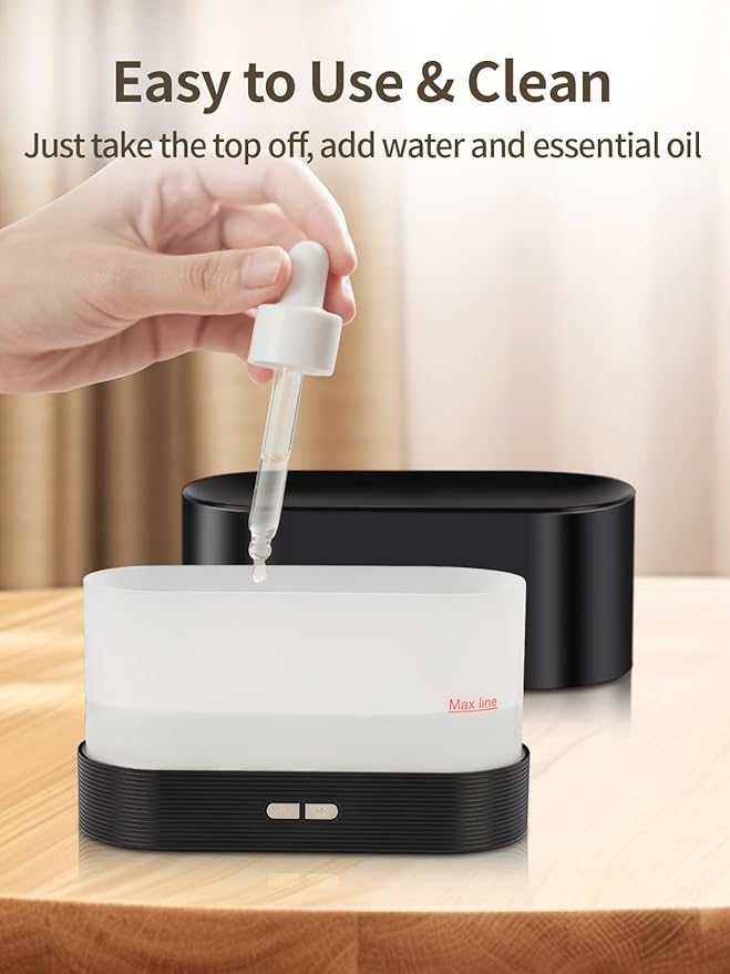 Flame Essential Oil Diffuser, 180ml Aromatherapy Diffuser with 7-Color LED Lights, Auto Shut-Off, Ultrasonic Cool Mist Humidifier for Home, Bedroom, Office, Gift (Black) - Image 7