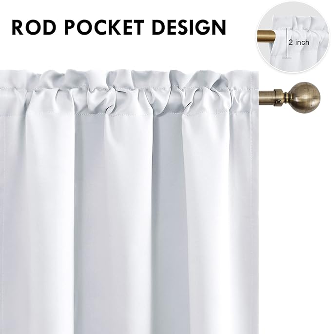 DWCN Blackout Curtains – Thermal Insulated, Energy Saving & Noise Reducing Bedroom and Living Room Curtains, Greyish White, W 42x L 63 Inch, Set of 2 Rod Pocket Curtain Panels - Image 4