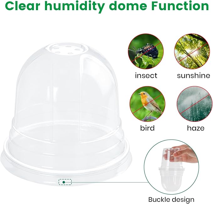 36 Packs 5/4/3.5 Inch Clear Nursery Pots with Humidity Domes, Transparent Plant Pots with Drainage Holes, Variety Pack Seedling Pots for Vegetable Propagation, Root Cutting, Seed Starting - Image 5