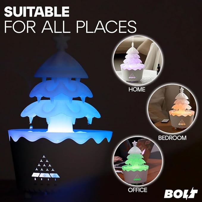 BOLT Pine Tree Humidifier 250ml - Ultrasonic Cool Mist Humidifier, Compact Design, Modern Aesthetic, Humidity Control for Dry Seasons, 7 Color Settings, Great For Bedroom, Nursery, Office, Lounge - Image 3
