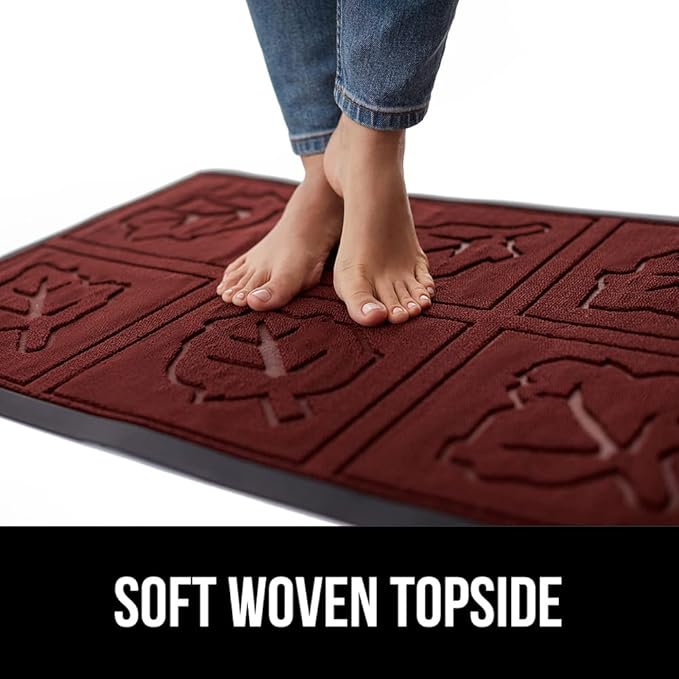 GORILLA GRIP 100% Waterproof All-Season WeatherMax Doormat, US Designed Natural Rubber, Stain and Fade Resistant, Low Profile Indoor Outdoor Door Mats, Easy Clean Patio Mat, 17x29, Burgundy Leaves - Image 7