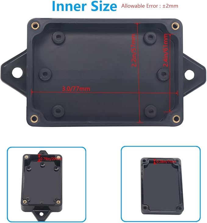 Project Box, Project Boxes Plastic Electric Project Case Junction Box Power Case for Electronic Project with Fixed Ear 3.3x2.3x1.3inch (83 x 58 x 33 mm) - Image 6