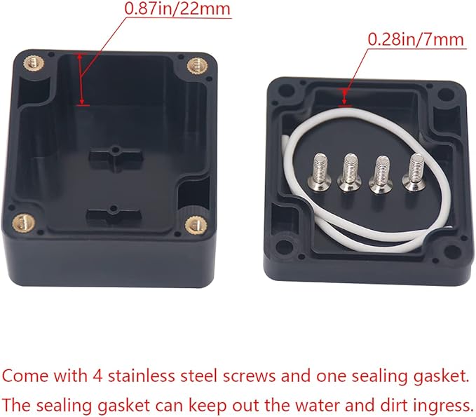 Project Box IP65 Waterproof Junction Box ABS Plastic Black Electrical Boxes DIY Electronic Project Case Power Enclosure2.48 x 2.28 x 1.38Inch (63 x 58 x 33mm) - Image 4