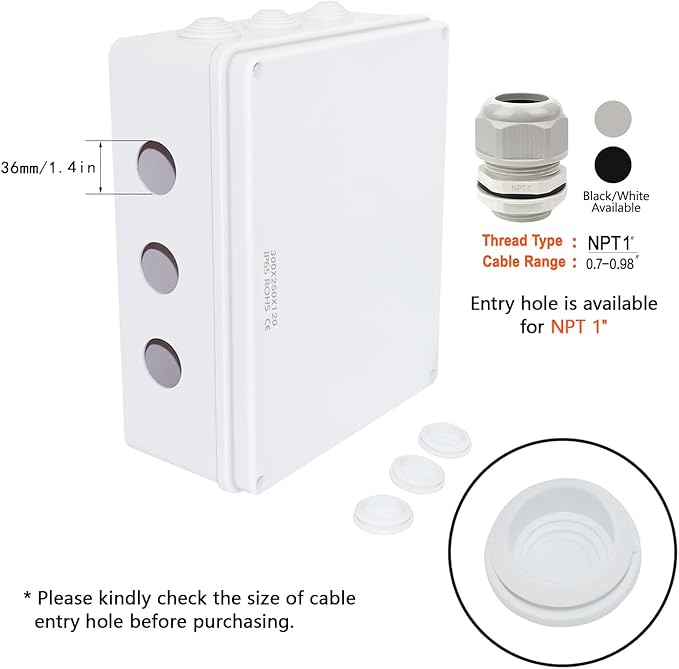 LeMotech ABS Plastic Dustproof Waterproof IP65 Junction Box Universal Electrical Project Enclosure White 11.8 x 9.8 x 4.7 inch (300 x 250 x 120 mm) - Image 5