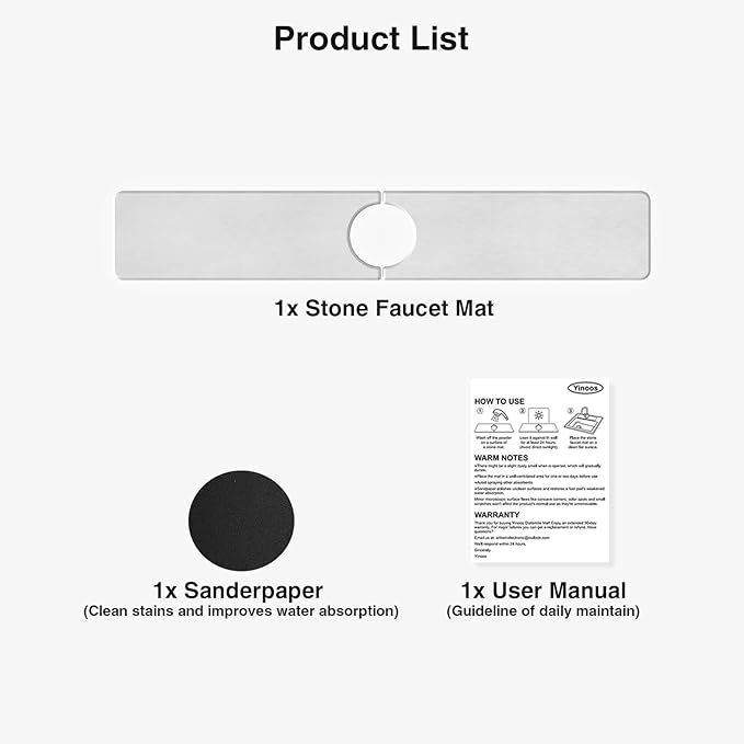 23.6" x 4" Stone Faucet Mat for Kitchen Sink, Quick Drying Diatomite Sink Tray, Faucet Sink Splash Guard for Prevents Moisture Buildup (White) - Image 7
