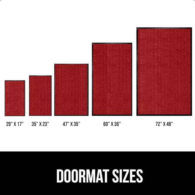 GORILLA GRIP Waterproof Traffic Guard Door Mat, 72x48, Heavy Duty Entryway Mats, Strong Backing Commercial Utility Rugs for Office Hallway, Garage Floor and Home, Low Profile Carpet Runner, Red - Image 6