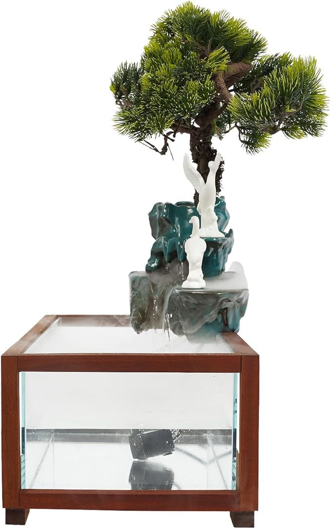 Tabletop Water Fountains Decoration, Indoor Water Fountain, Chinese Zen Style Fish Tank, Water Dispenser Humidifier, Indoor Waterfall+Mistwith Mist LED, for Meditation, Good Luck & Wealth, Bedrooms - Image 7