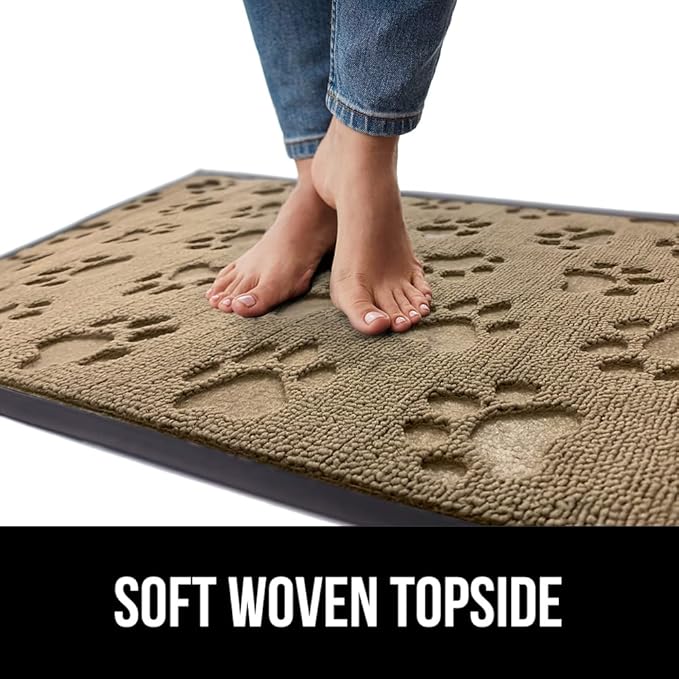 GORILLA GRIP 100% Waterproof All-Season WeatherMax Doormat US Designed Natural Rubber, Stain and Fade Resistant, Low Profile Indoor Outdoor Door Mats, Easy Clean Patio Mat, 17x29, Tan Pawprints - Image 7