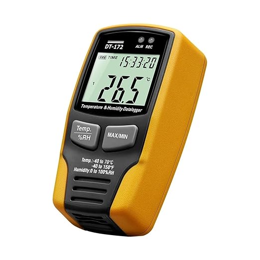 Compact Temperature and Humidity Data Logger 32000 Memory Hygrometer Moisture Meter Recorder(Yellow) by Unknown