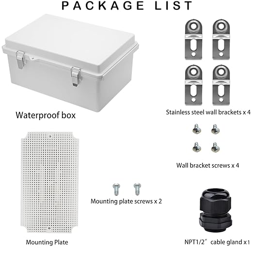 Waterproof Electrical Box, IP67 Junction Box Stainless Steel Latch Hinged Grey Cover Project Enclosure with Wall Bracket 10.2" x 6.3" x 3.9" - Image 5