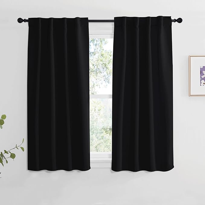 NICETOWN Halloween Blackout Curtains Window Panel Drapes - (Black Color) W34 x L54, Double Panels, Home Decoration Light Blocking Thermal Insulated Rod Pocket & Back Loop Draperies for Bunk Bed by NICETOWN