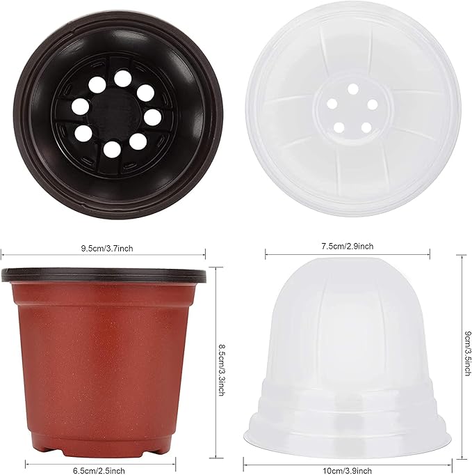 MIXC Plant Nursery Pots with Humidity Dome 4" Soft Transparent Plastic Gardening Pot Planting Containers Cups Planter Small Starter Seed Starting Trays for Seedling with 10pcs Plant Labels，30 Sets - Image 6