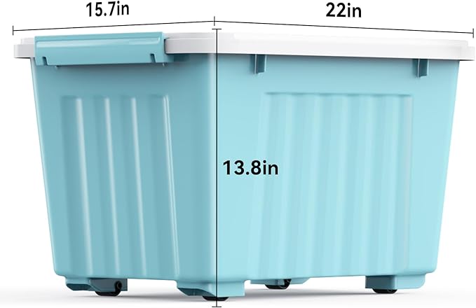 Nazhura 72 Quart Plastic Storage Bin, Stackable and Nestable Storage Boxes with Lids and Secure Latching Buckles, Large Storage Container (Blue, 72Quart-4Pack) - Image 3