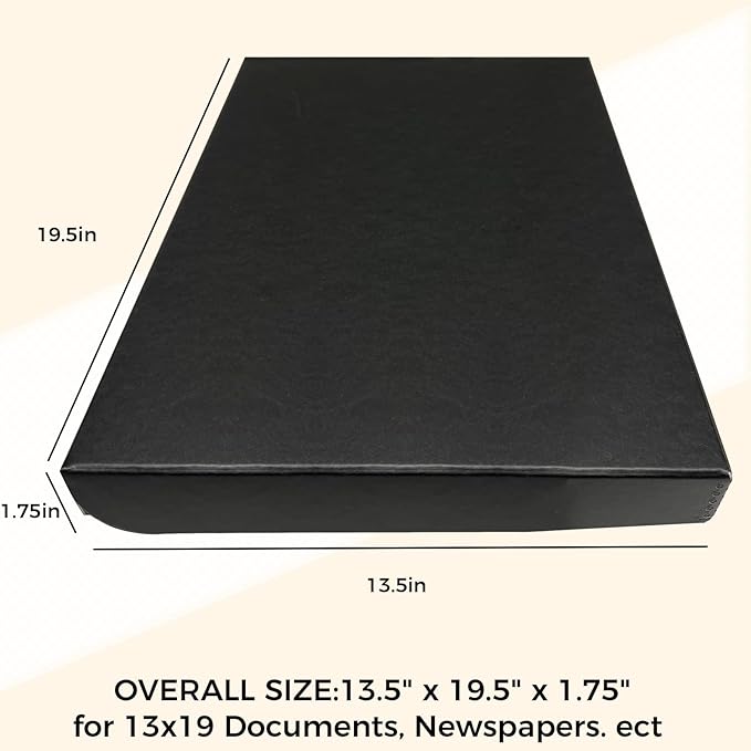 Golden State Art, Archival Folio Storage Box 13x19, Clamshell Design with Metal Edge, Preserve and Store Photos Documents Cards Prints Arts Crafts DIY, Black, Pack of 2 - Image 2