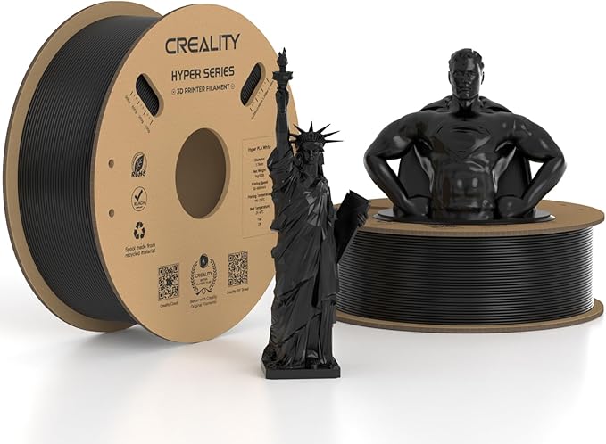 Official CREALITY Hyper PLA Filament 1.75mm Black 2KG, 30-600mm/s High Speed PLA 3D Printer Filament, 2 Pack 1kg Spool(2.2lbs) PLA, Dimensional Accuracy +/-0.02mm, Fit Most FDM 3D Printer by Creality