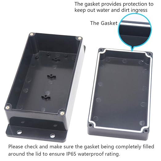 Zulkit Junction Box ABS Plastic Dustproof Waterproof IP65 Universal Electrical Boxes Project Enclosure with Fixed Ear Black 6.22 x 3.54 x 2.36 Inch (158 x 90 x 60mm) (Pack of 1) - Image 4