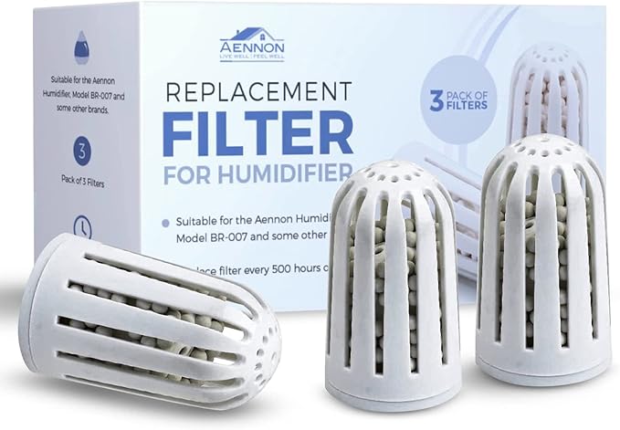 Aennon - Ultrasonic Universal Humidifier Filter Replacements for Home, Cool Mist Demineralisation Cartridges, Ceramic Stone Material, 500 Hours, 3 Pack by Aennon