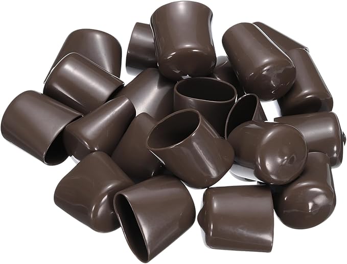 uxcell 20pcs Rubber End Caps 22mm ID Vinyl Round Tube Bolt Cap Cover Screw Thread Protectors Brown - Image 4