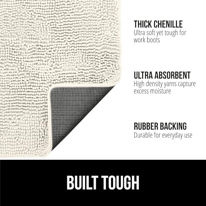 GORILLA GRIP SOAKSTOPPER Dog Door Mat, 48x30 Machine Washable Rug Absorbent Doormat Captures Moisture Mud Dirt, Quick Dry Soft Chenille Entryway Rugs Indoor Entrance Mats for Dog Paws, Cream - Image 2