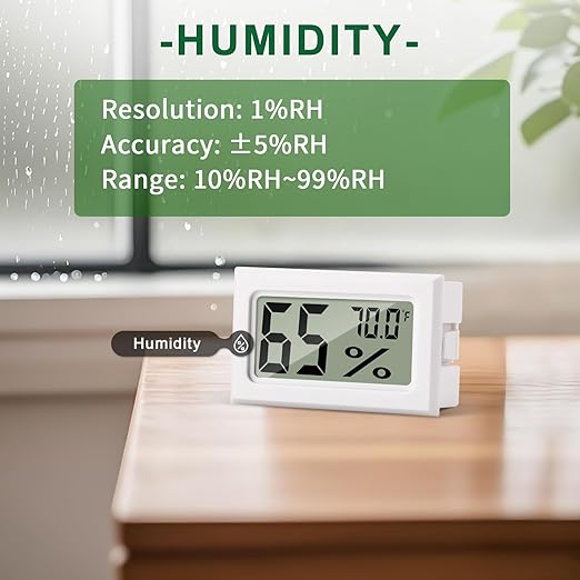 Atogou 4-Pack Mini Hygrometer Indoor Humidity Meter, Digital Humidity Gauge Indoor Thermometer (℉) for Home, Office, Reptile, Car, Greenhouse, Lab, Terrarium, Cellar, Humidors A02 White - Image 3