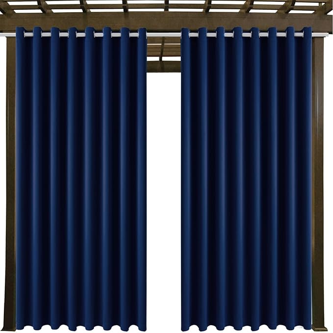 Waterproof Outdoor Curtain W105 x L95 - Grommet Top Sunlight Blocking Window Treatment Drapes Blackout Curtains for Home Bedroom Living Room Outdoor Patio Porch Pergola Cabana Gazebo (Navy) - Image 9