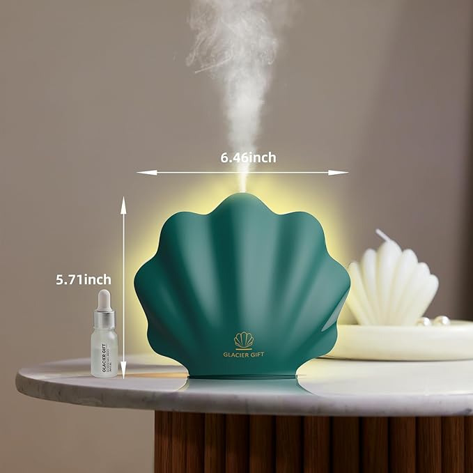 Essential Oil Diffuser 260ML, Shell Aroma Diffuser with Remote Control Humidifier with 7 Colors LED Night Light for Bedroom Home Relaxation (Green) - Image 3