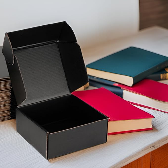 Small Shipping Boxes 8x8x3 Inch (25 Pack) - Sturdy Black Corrugated Cardboard Boxes for Small Business, Ecommerce, Mailing & Packaging | Recyclable Gift & Storage Boxes - Image 4