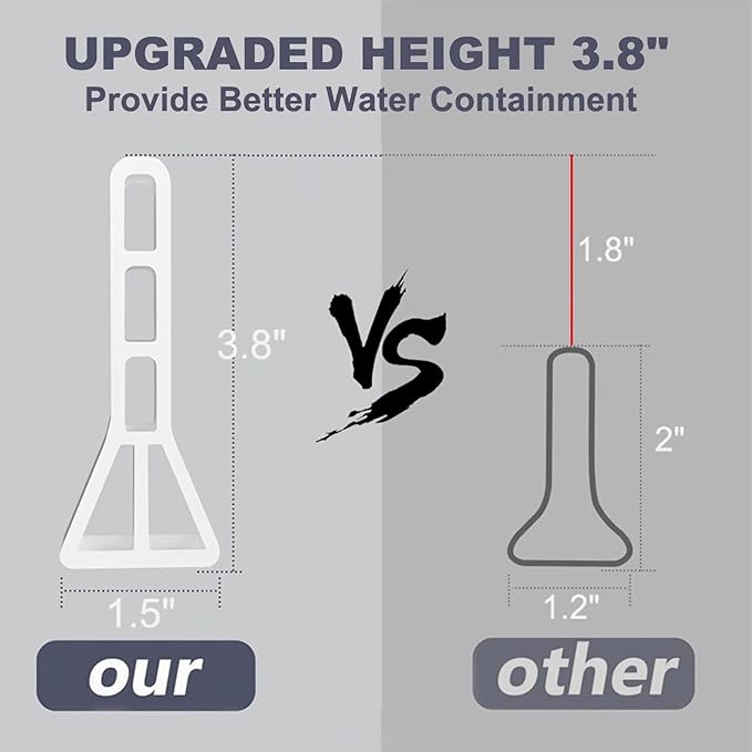 3.8" High Shower Threshold Water Dam Barrier, 2025 Upgraded 67" Collapsible Shower Water Blocker, Guard for Walk in Shower, Water Guard Stopper for Floor, Shower Door Water Blocker - Image 2