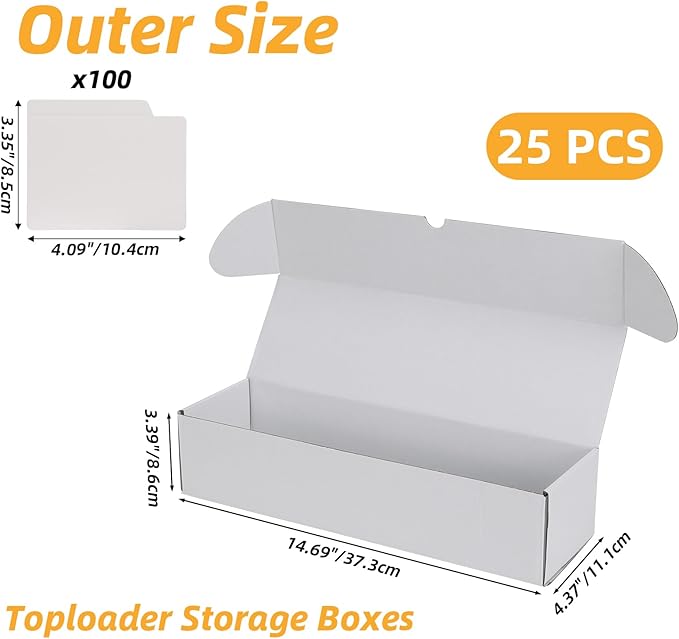 Bulk 400 Capacity Card Toploaders Storage Box, in Total 25 Pack All White Cardboard Shipping Boxes for 10000 Count 35pt 3x4 inch Toploaders or Toploaded Cards - Image 3