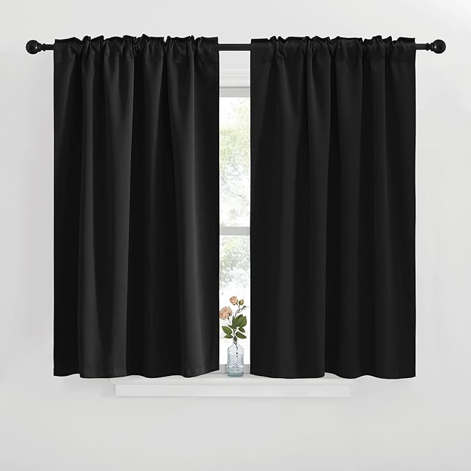 NICETOWN Blackout Curtain Blinds Window Panels - (Black Color) W42 x L36, Double Panels, Thermal Insulated Blackout Draperies for Living Room - Image 2