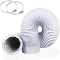 4Inch 10FT Long Flexible Aluminum Air Ducting, Heavy-Duty White 4 Layer Dryer Vent Hose, Dryer Duct for HVAC Ventilation,duct fan systems, 2 Stainless Steel Clamps Include by YIJUHOU