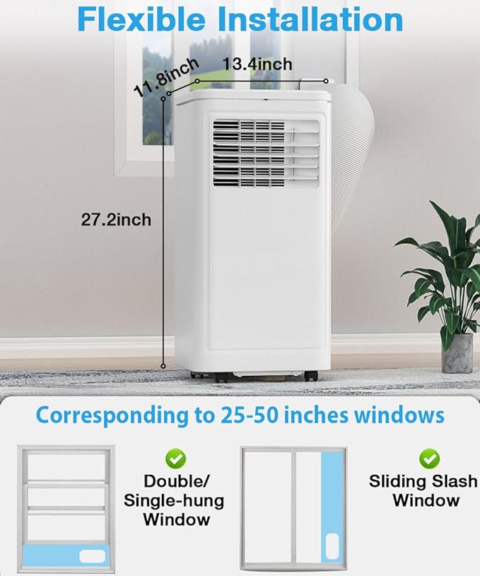 Joy Pebble Portable Air Conditioner, 8000 BTU for Room up to 350 sq. ft, Portable AC with Dehumidifier & Fan, 2 Fan Speeds, 24H Timer, Remote Control, Energy Efficiency - Image 6